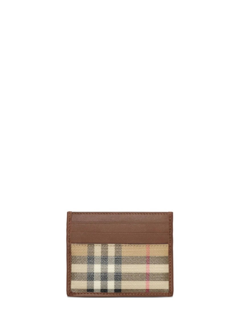 Burberry Beige Cotton Check Card Holder