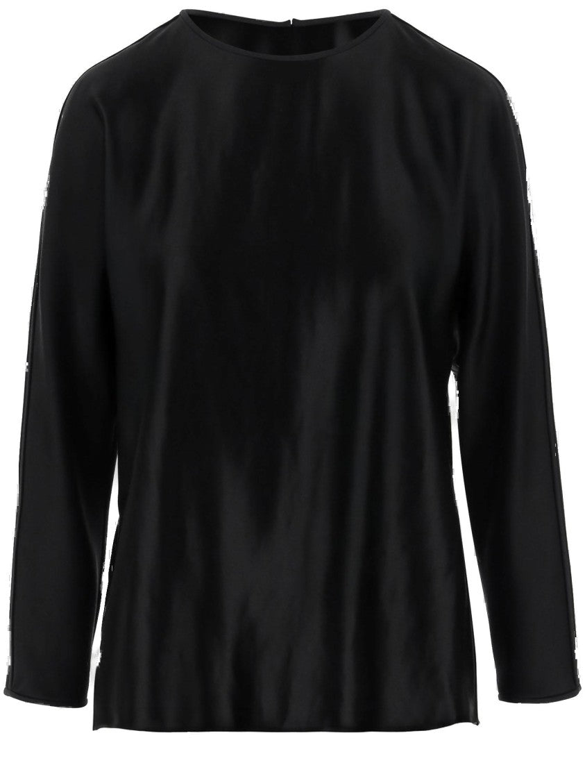 Giorgio Armani Shiny Effect Silk Sweatshirt With Crew Neck And Back Zipper Closure