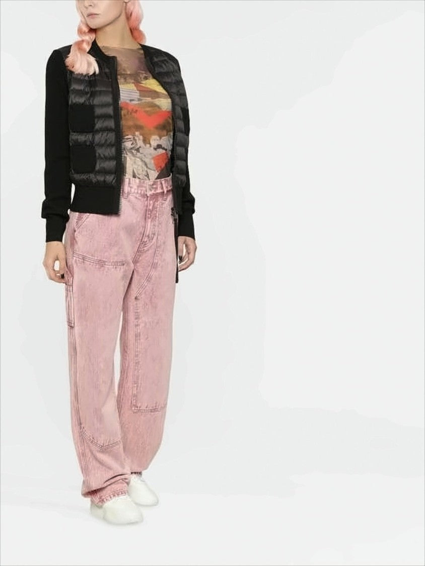 Moncler Padded Black Jacket With Quilted Front Panel