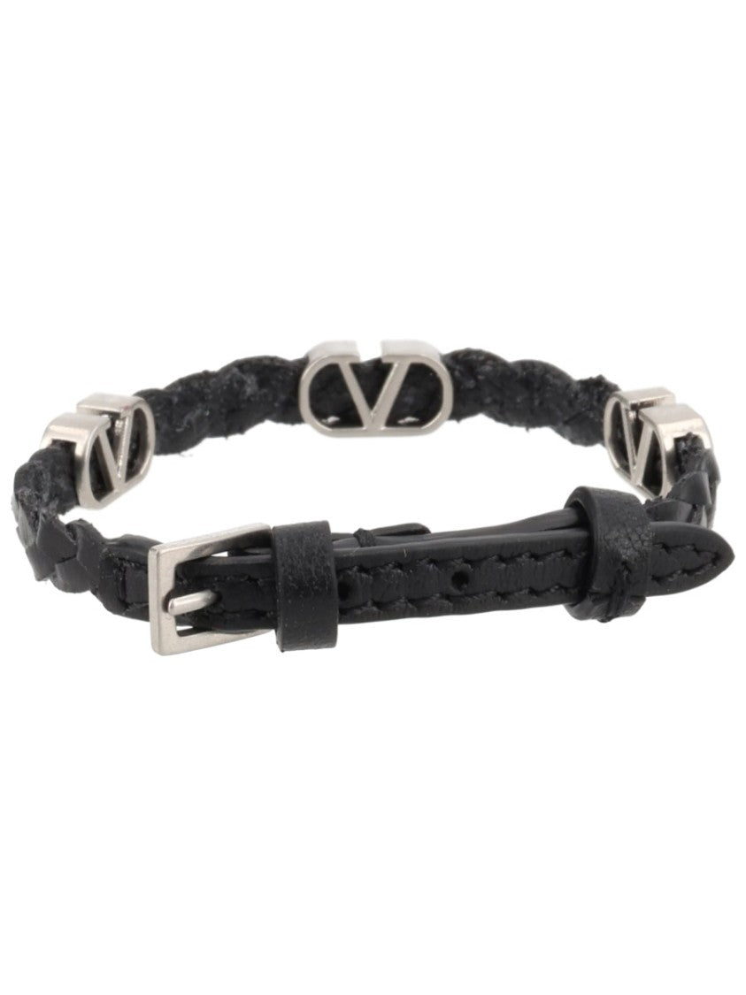 Valentino Garavani Vlogo Signature Braided Leather Bracelet