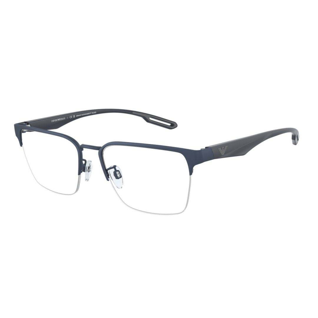 Emporio Armani 1137 Vista Semi-Rimless Metal Eyeglasses With Cut-Out Detail