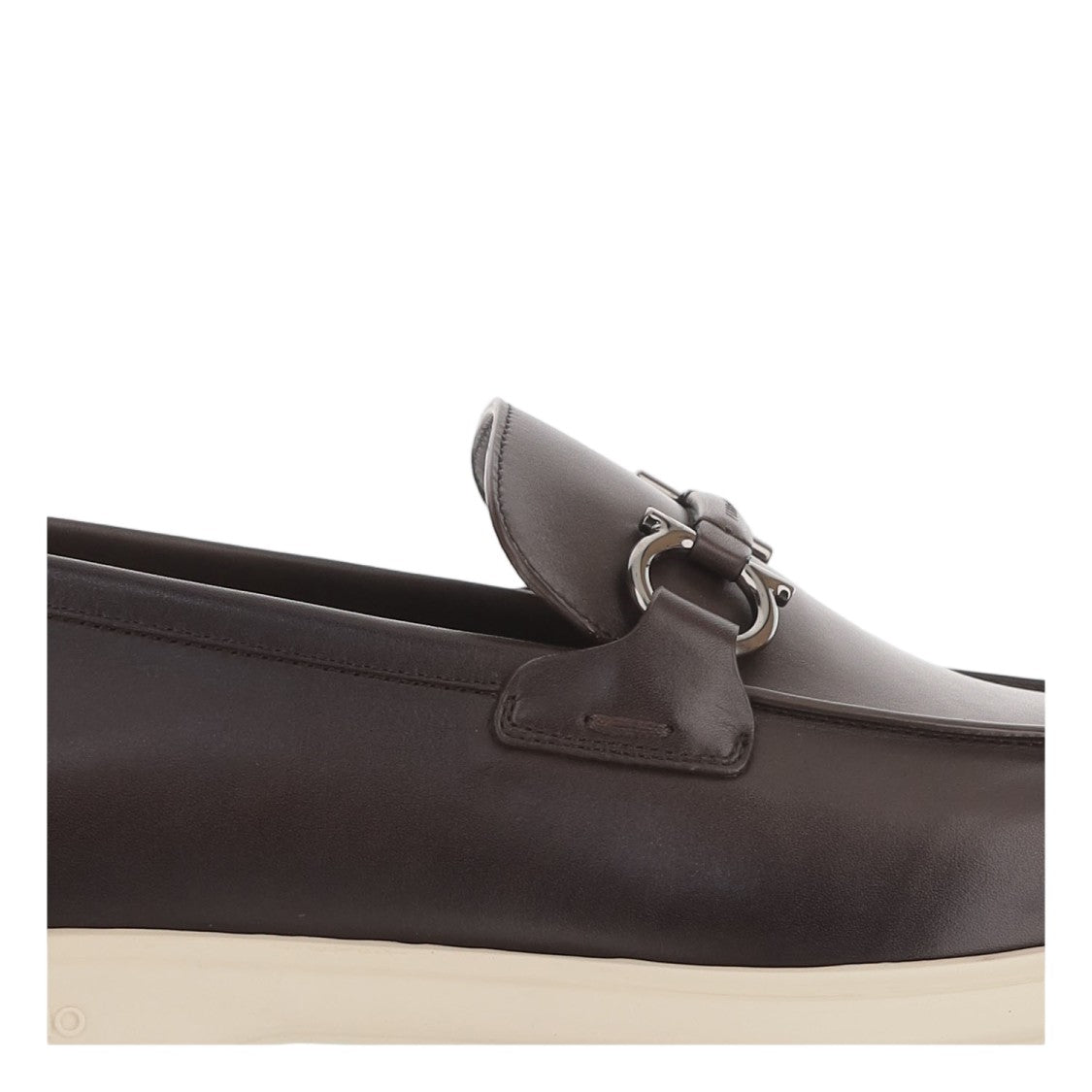 Salvatore Ferragamo Brown Hook Detail Leather Loafers