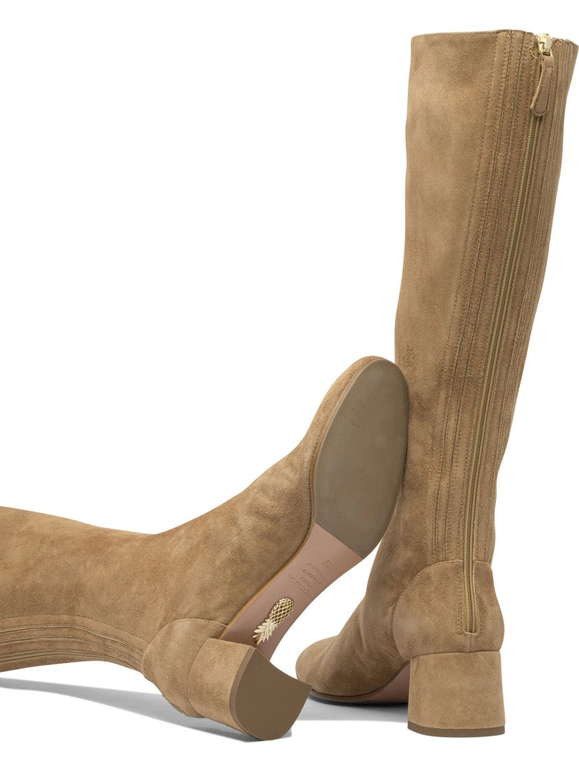 Aquazzura Brown Kid Suede Ankle Boots