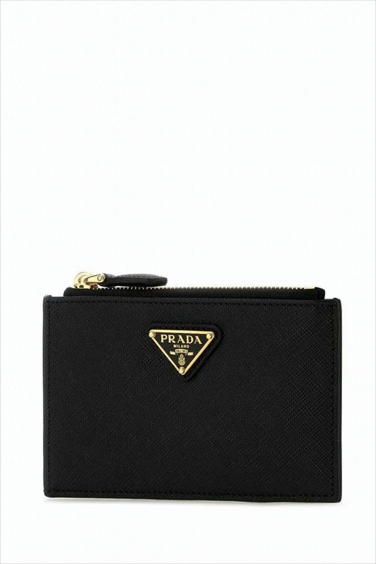 Prada Textured Leather Wallet With Zippered Closure