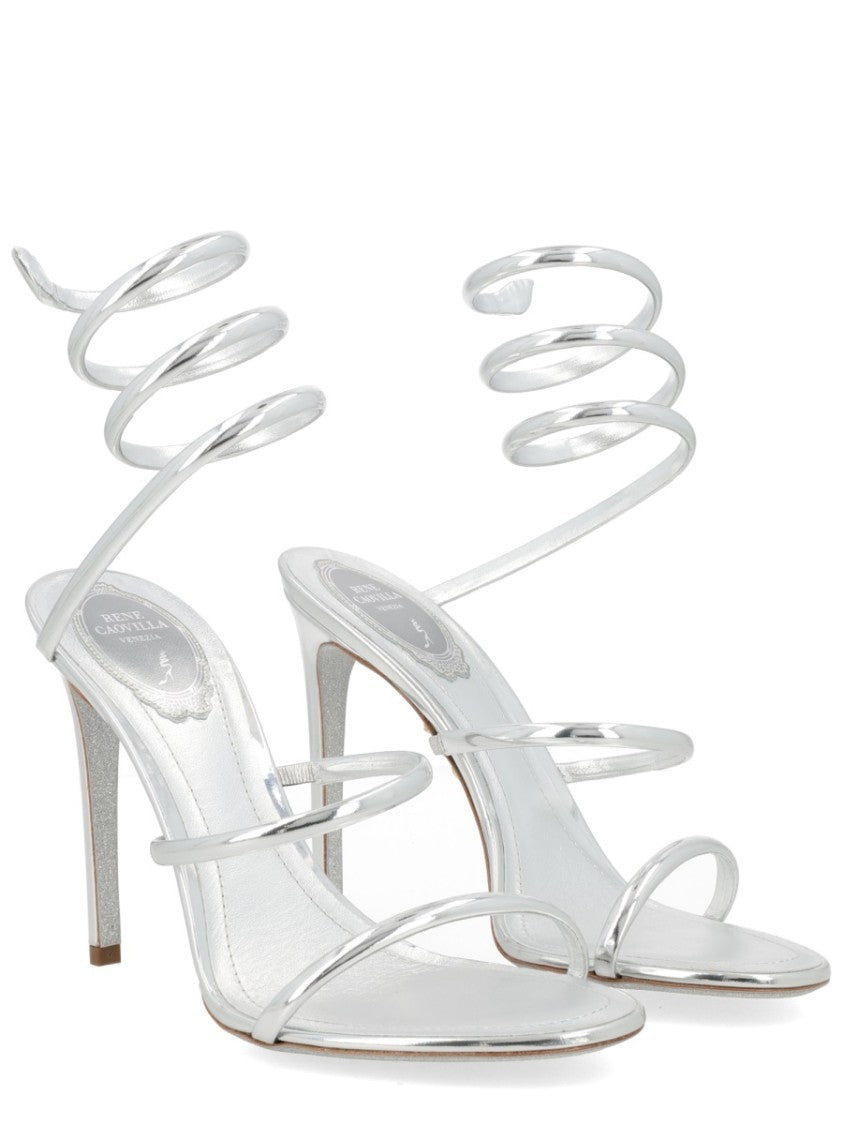 René Caovilla Cleo High-Heeled Spiral Strap Sandals
