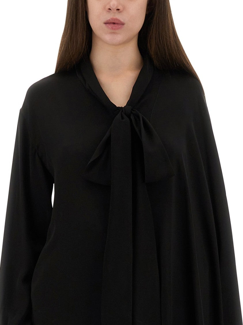 Balenciaga Asymmetrical Scarf Loose Silk Blouse