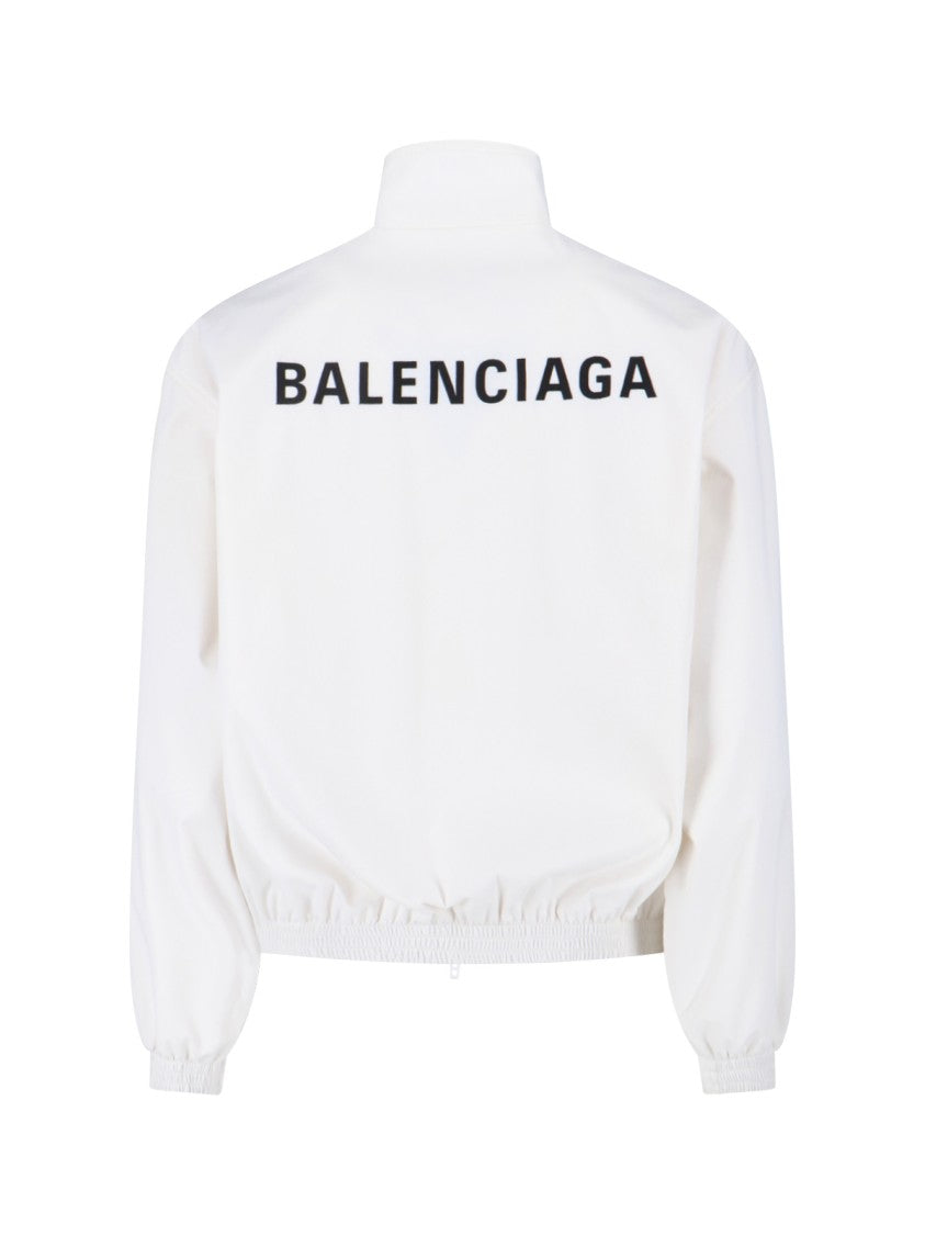 Balenciaga High Collar Zip Jacket With Bold Logo Detailing