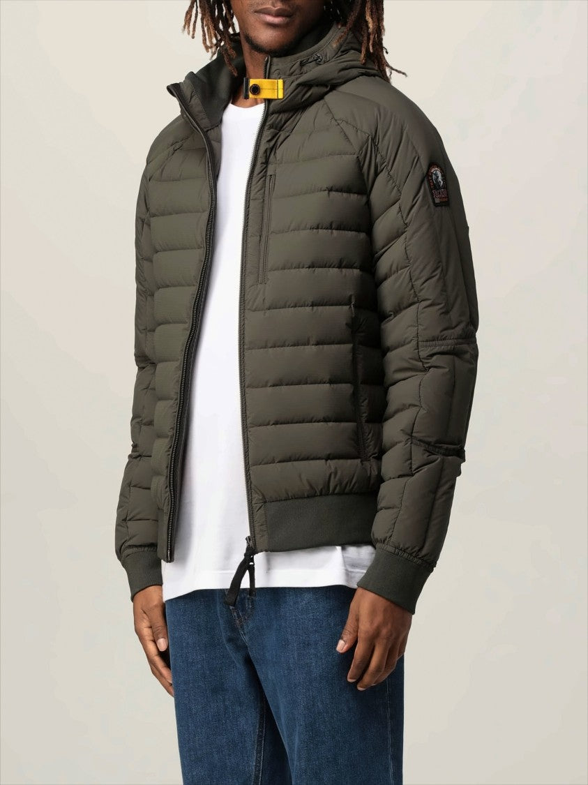 Parajumpers Quilted Grey Padded Jacket With Hood And Distinctive Strap