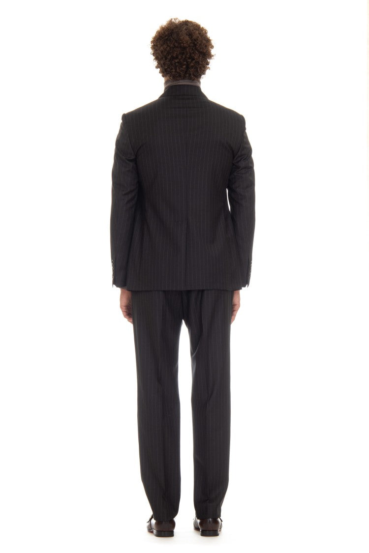 Tagliatore Double-Breasted Pinstripe Wool Suit Mod. Black