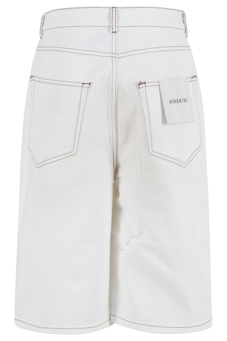 Herskind White Emily Five-Pocket Cotton Denim Shorts