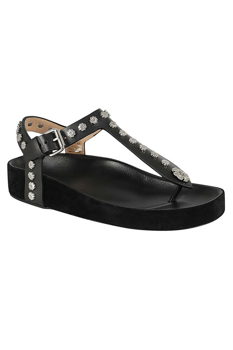 Isabel Marant Enore Black Leather Sandals
