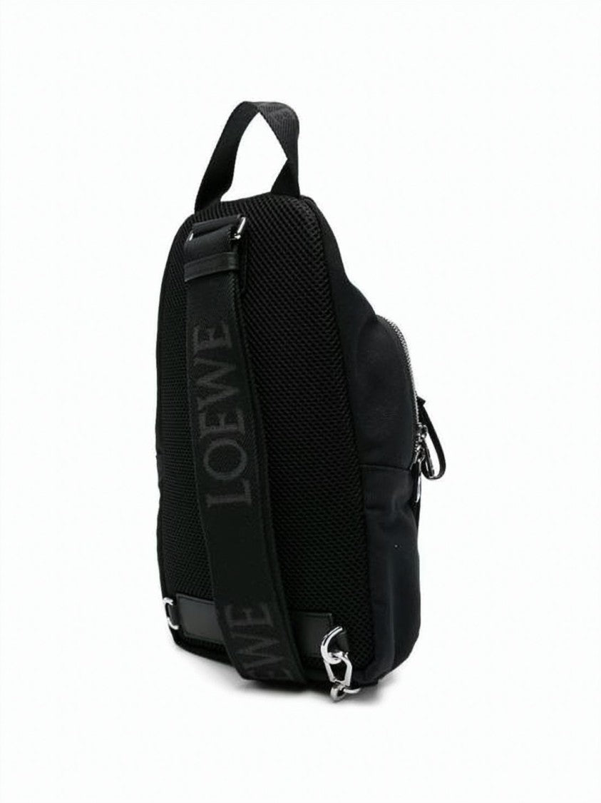 Loewe Compact Suede And Canvas Crossbody Bag
