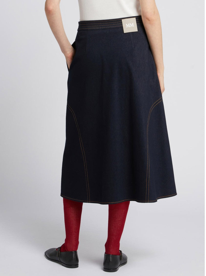 Max Mara Midi-Length Wrap Skirt In Dark Indigo