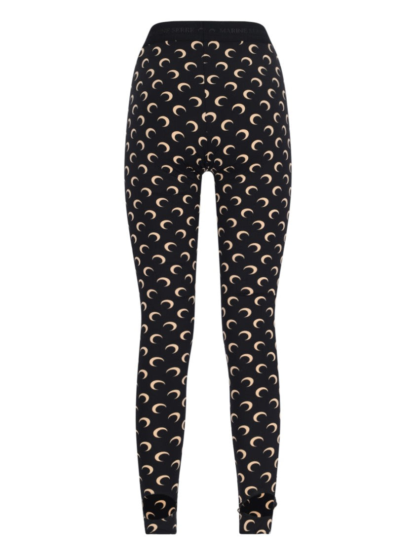 Marine Serre Black Moon Logo Stretch Leggings