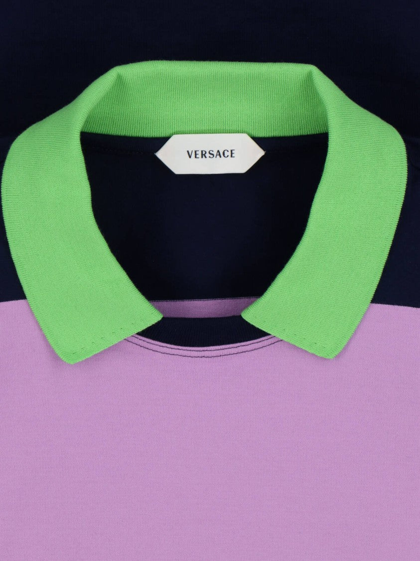 Versace Multicolor Striped Cotton Mini Dress