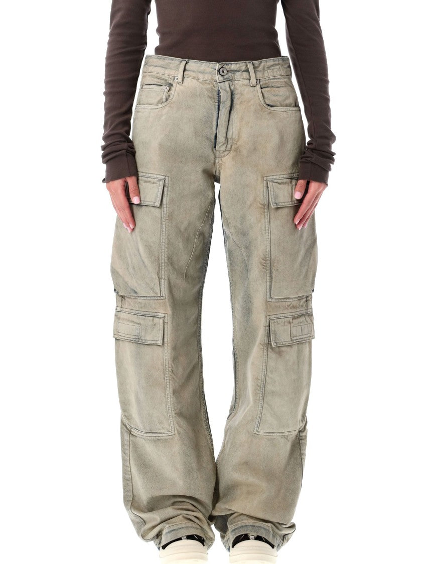 Drkshdw By Rick Owens Faded Loose-Fit Cargo Pants With Flap Pockets