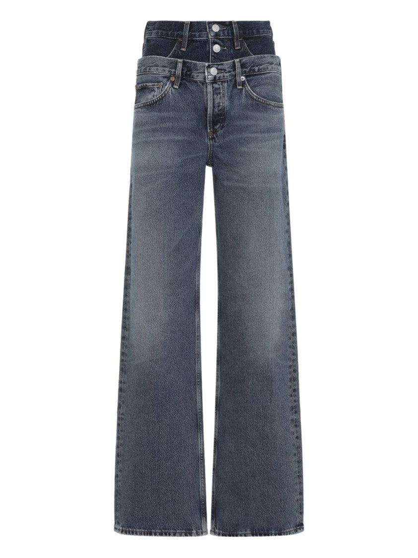 Agolde Relaxed Fit Straight-Leg Dual-Layer Denim Jeans