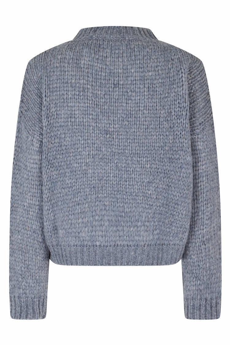 Roberto Collina Cropped Light Blue Chunky Knit Sweater With Ribbed Hems