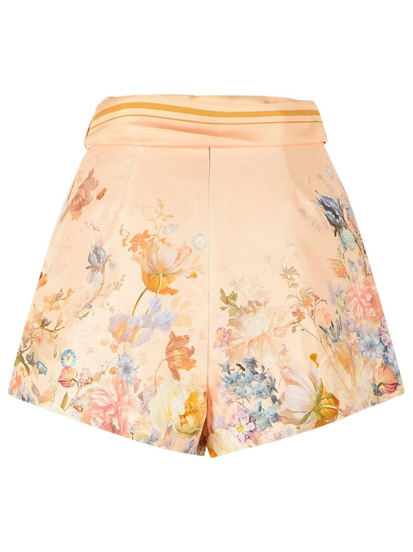 Zimmermann 'Viliant' Peach Silk Shorts