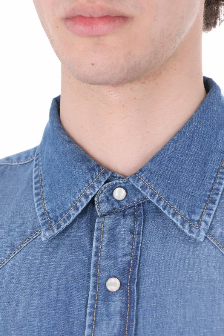 Jacob Cohen Texas Cotton-Linen Western Denim Shirt