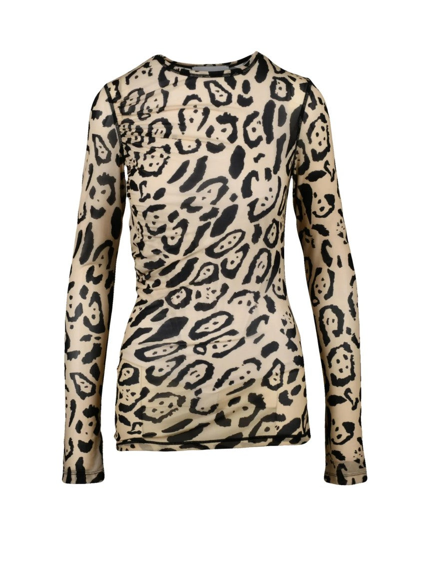 Sportmax Beige Polyamide-Blend Animal Blouse