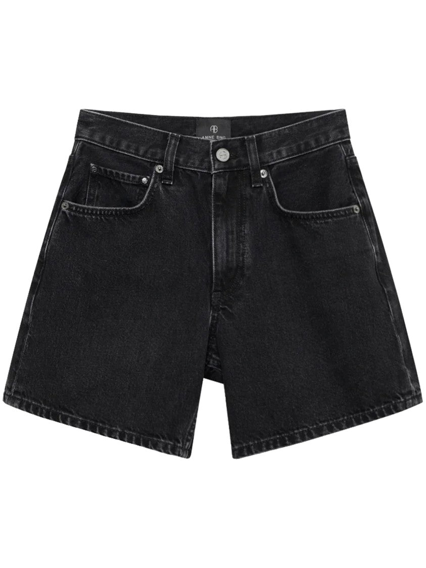 Anine Bing High-Waisted Denim Shorts With Flared Leg Opening
