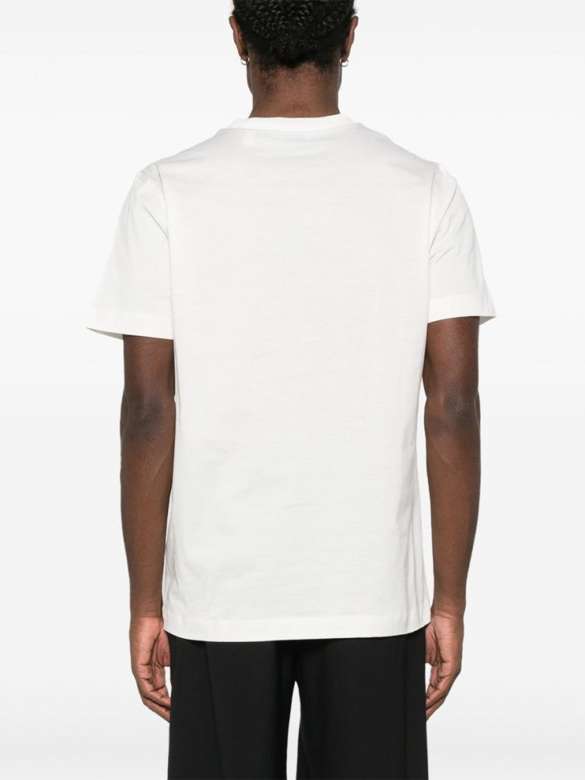 Burberry White Crew Neck T-Shirt With Equestrian Knight Motif