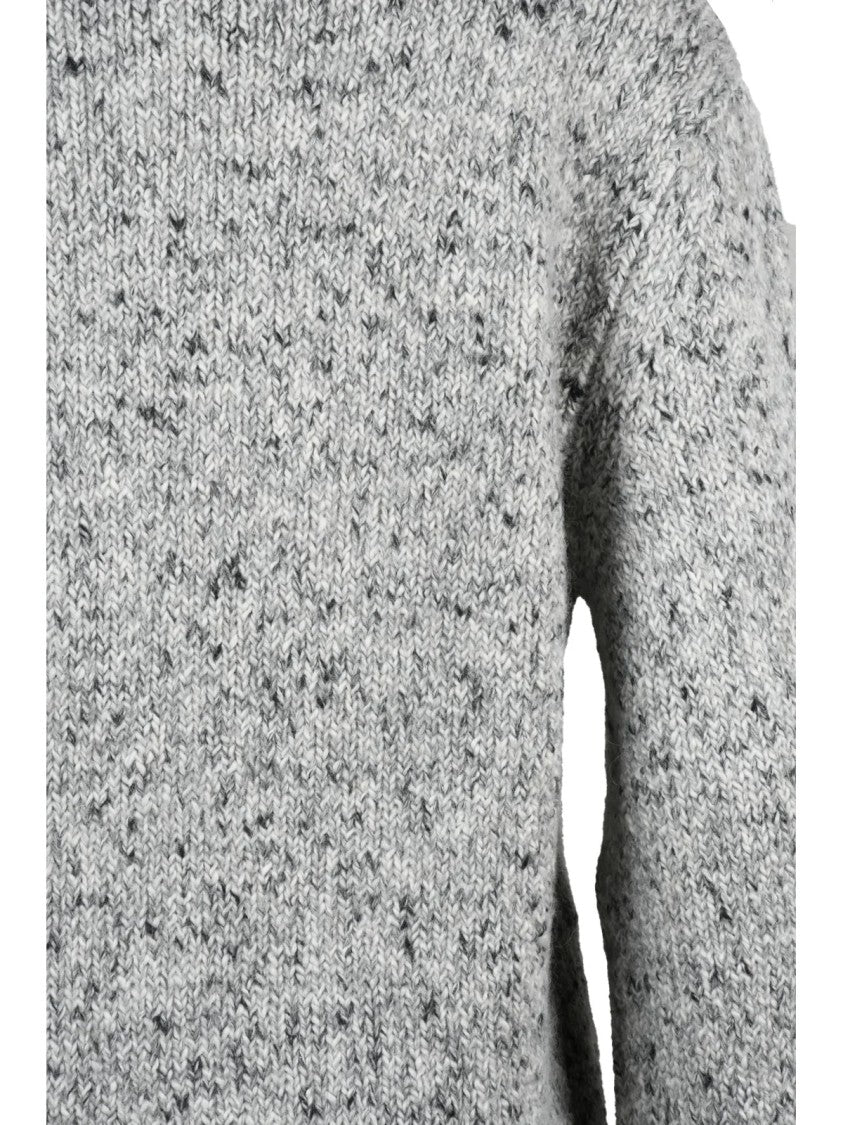 Scaglione Light Grey Textured Alpaca-Blend Crewneck Sweater