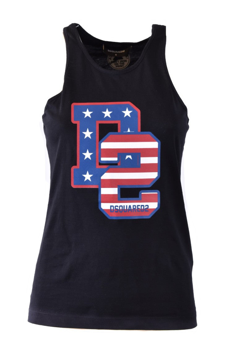 Dsquared2 Sleeveless Graphic Emblem Top Fitted Silhouette