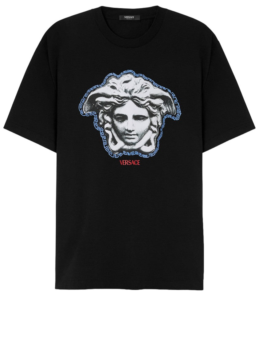 Versace Cotton T-Shirt With Ribbed Crew Neck