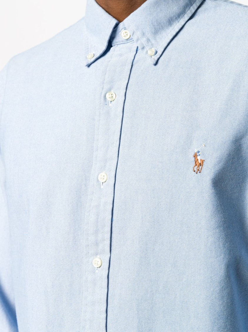 Polo Ralph Lauren Light Blue Button-Down Shirt With Embroidered Logo