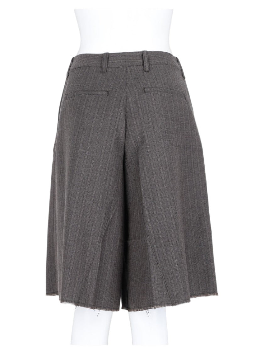 Our Legacy Grey Pinstripe Wool-Blend Wide-Leg Shorts