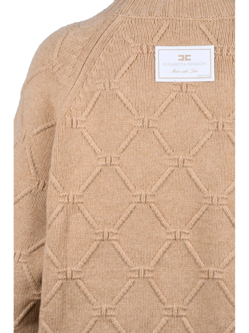 Elisabetta Franchi Turtleneck Sweater In Luxurious Wool And Cashmere Blend