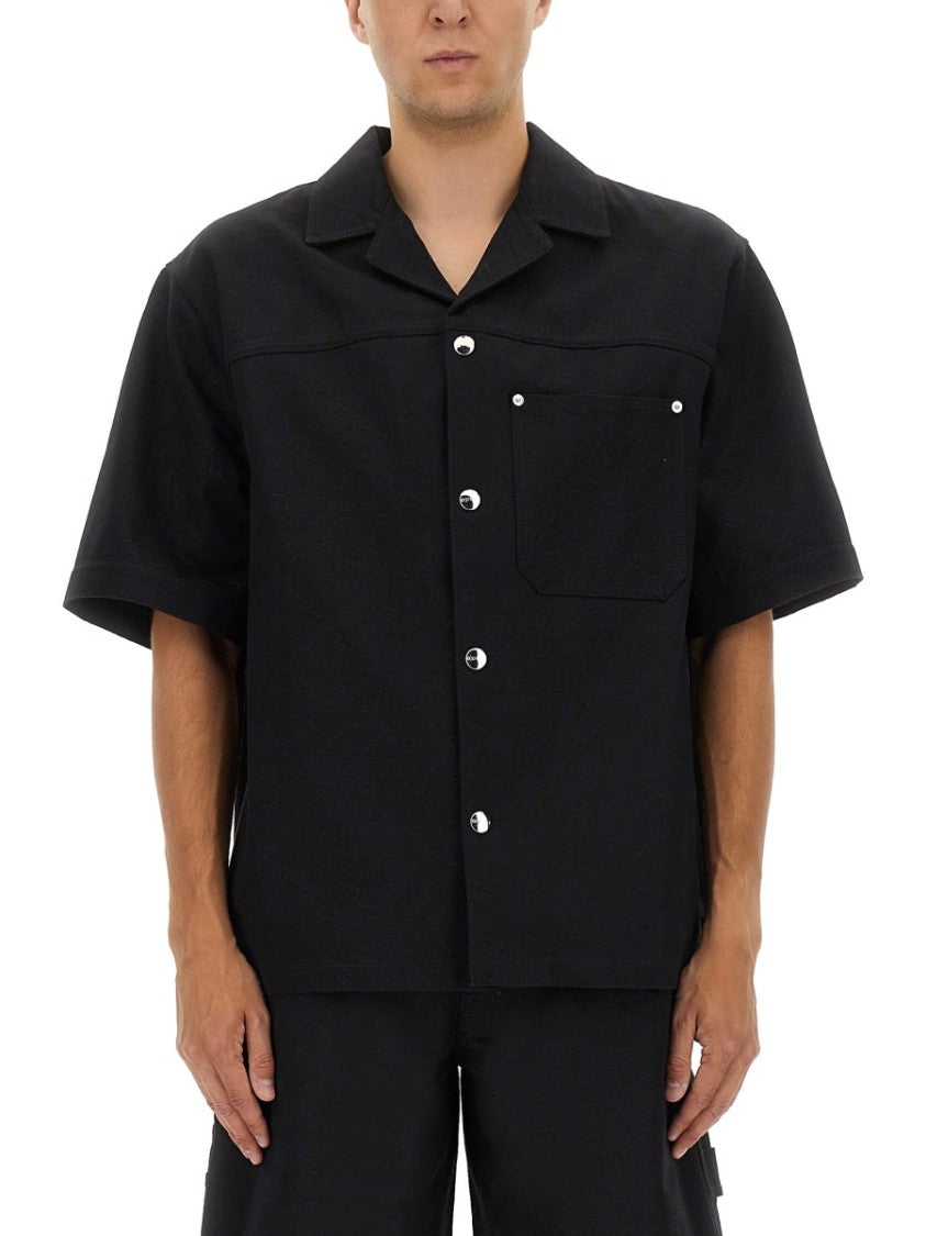 Gucci Gg Black Jacquard Camp Collar Cotton Shirt