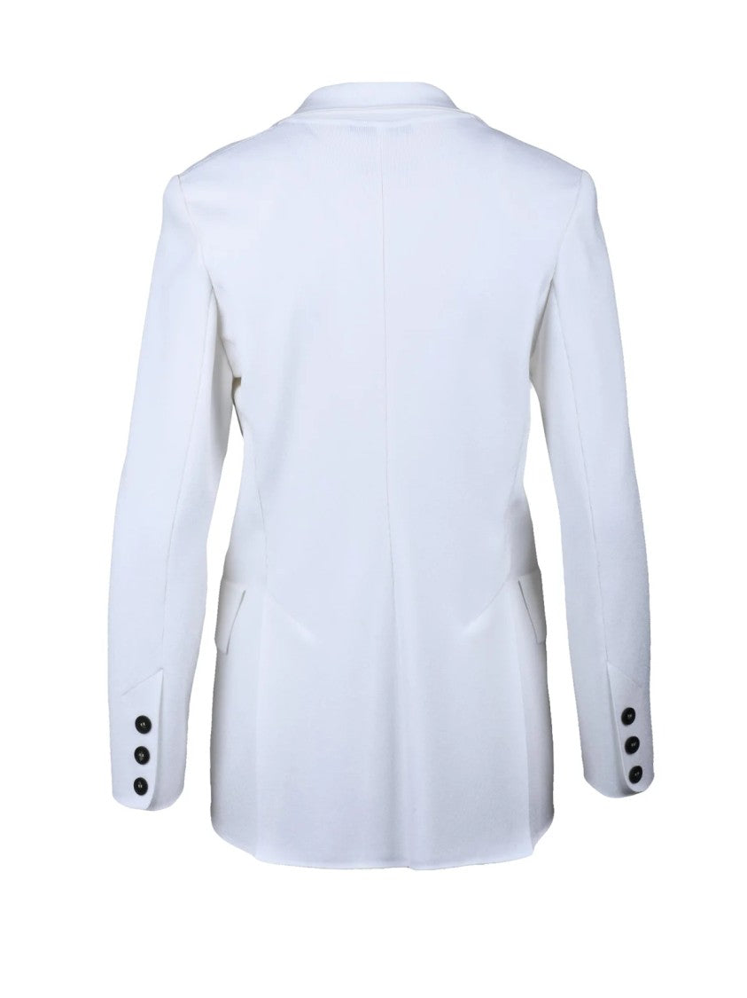 Antonino Valenti White Double-Breasted Knit Viscose Blazer