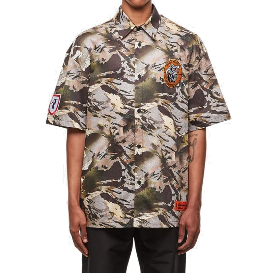 Heron Preston Stylish Camouflage Popline Shirt