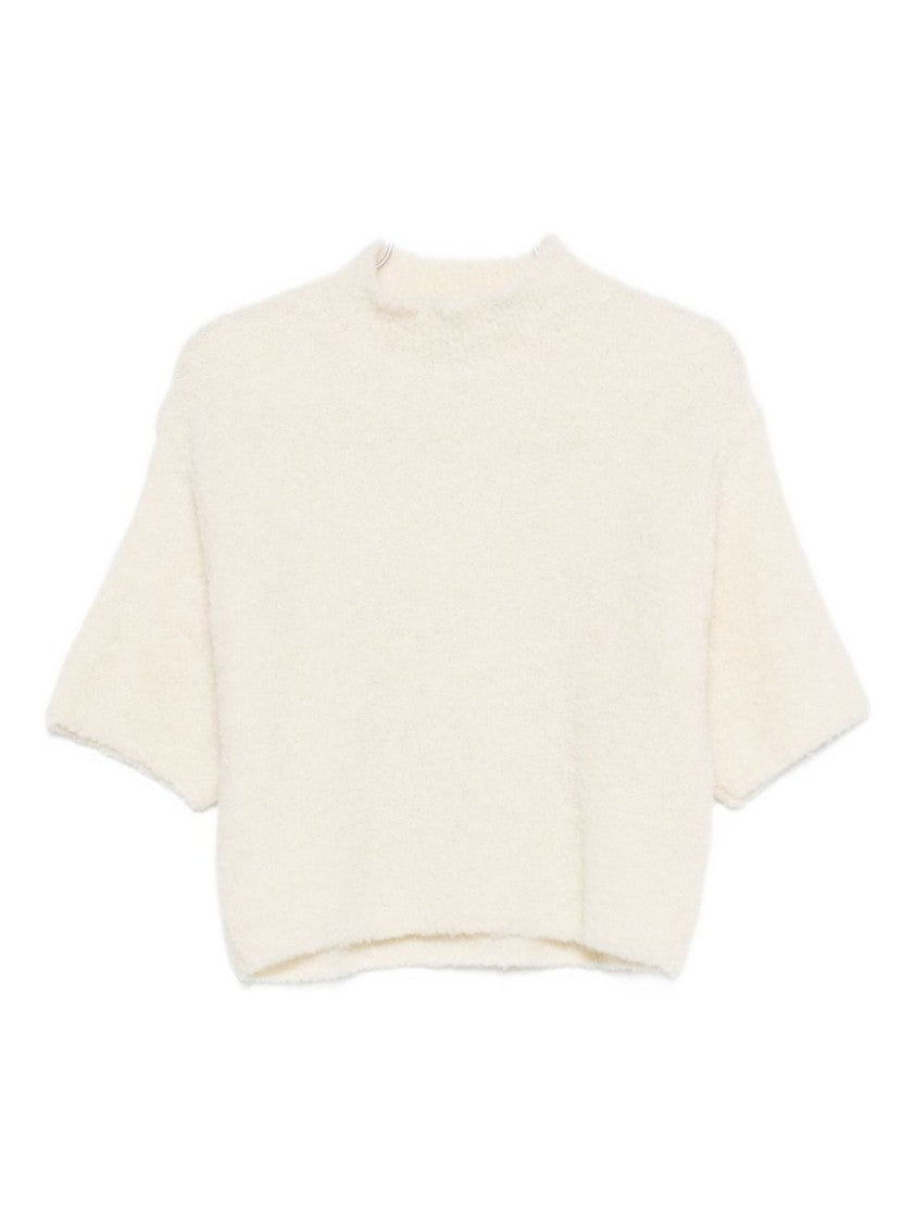 Antonelli Boxy Cropped Beige Sweater