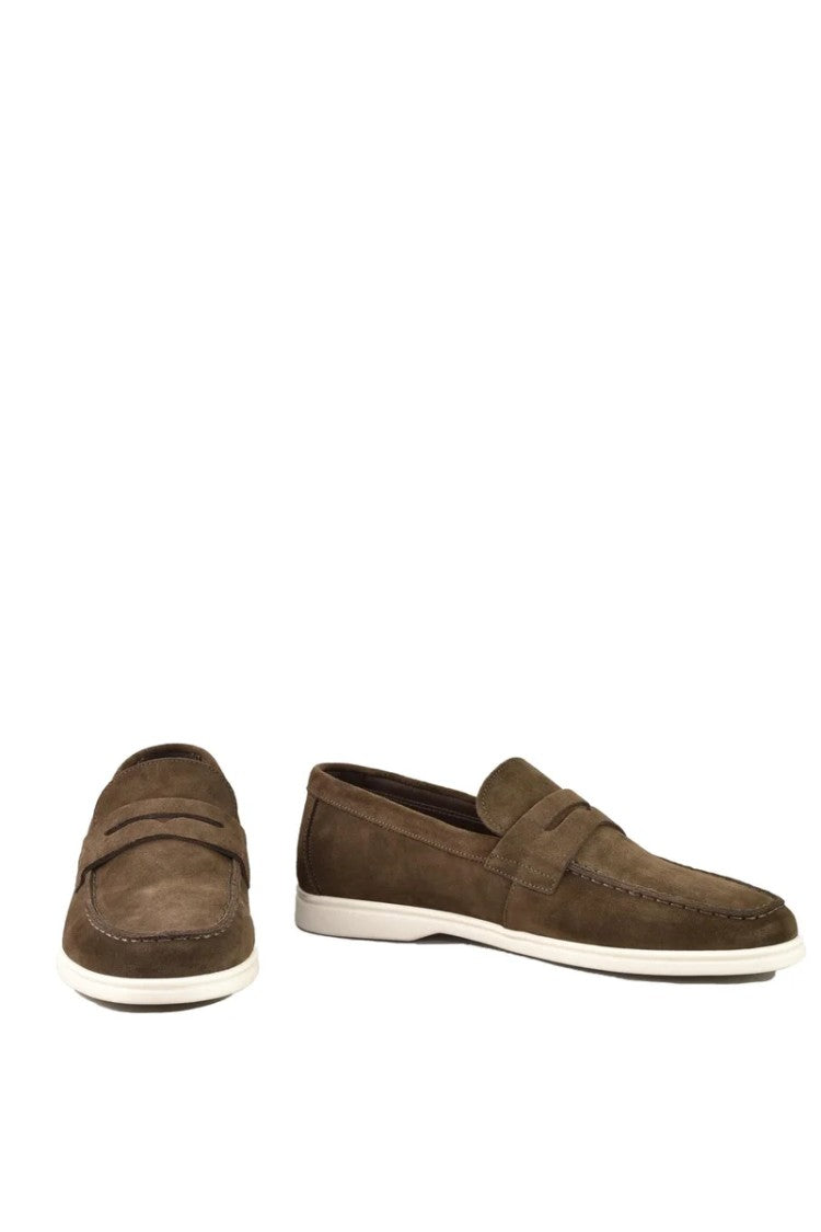 A.Testoni Men's Suede Loafer - Brown