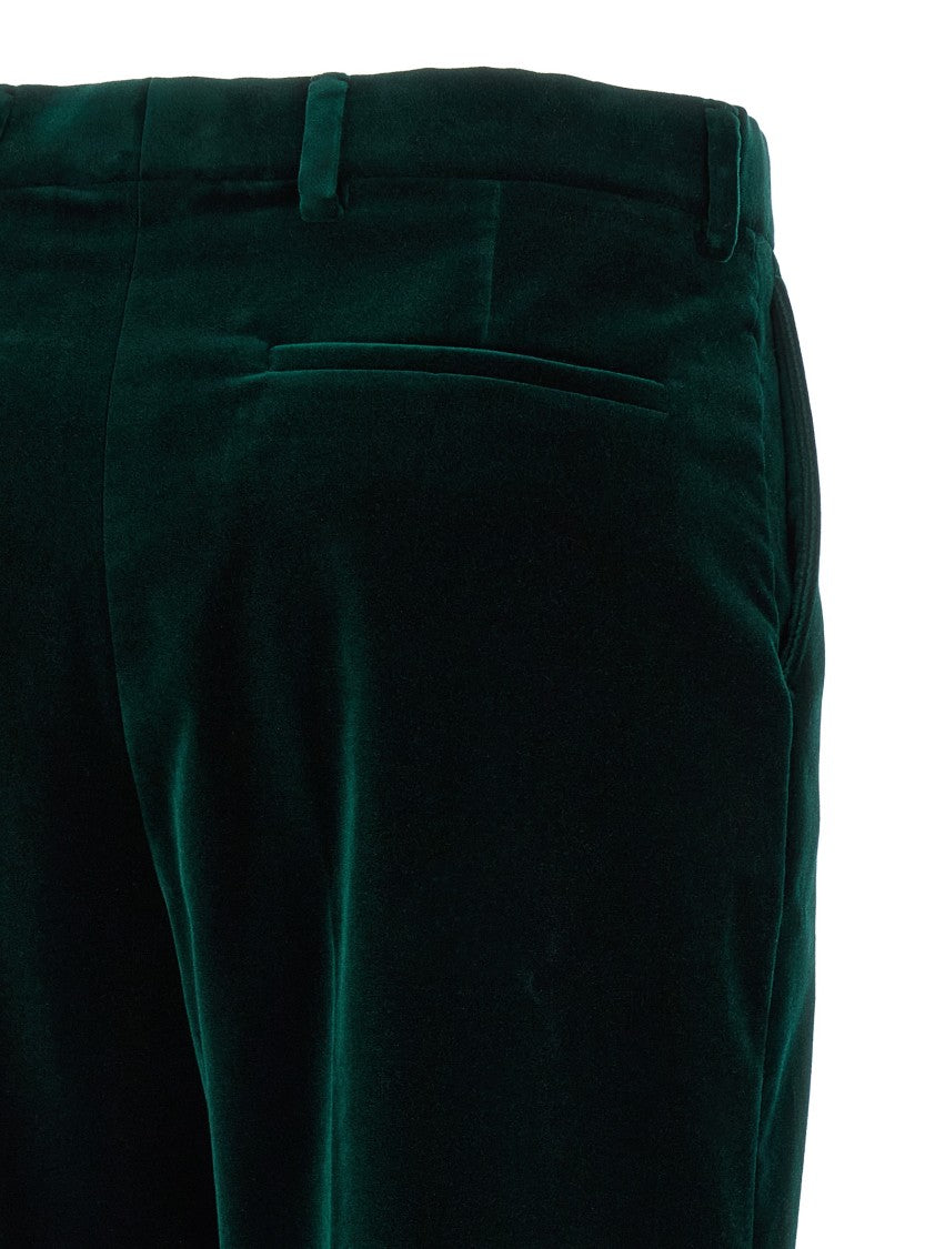 Gucci Smooth Velvet Trousers With Flared Hem And Functional Pockets