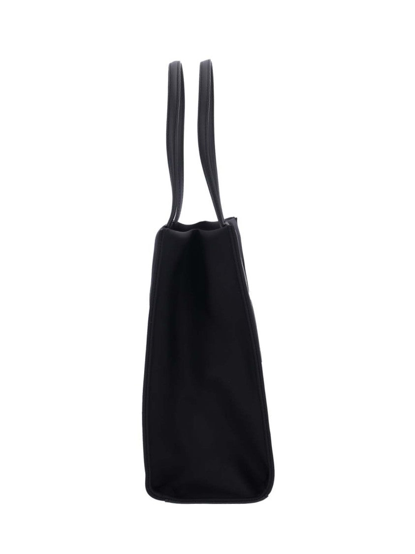 Tory Burch Black Ella Leather Patch Fabric Tote