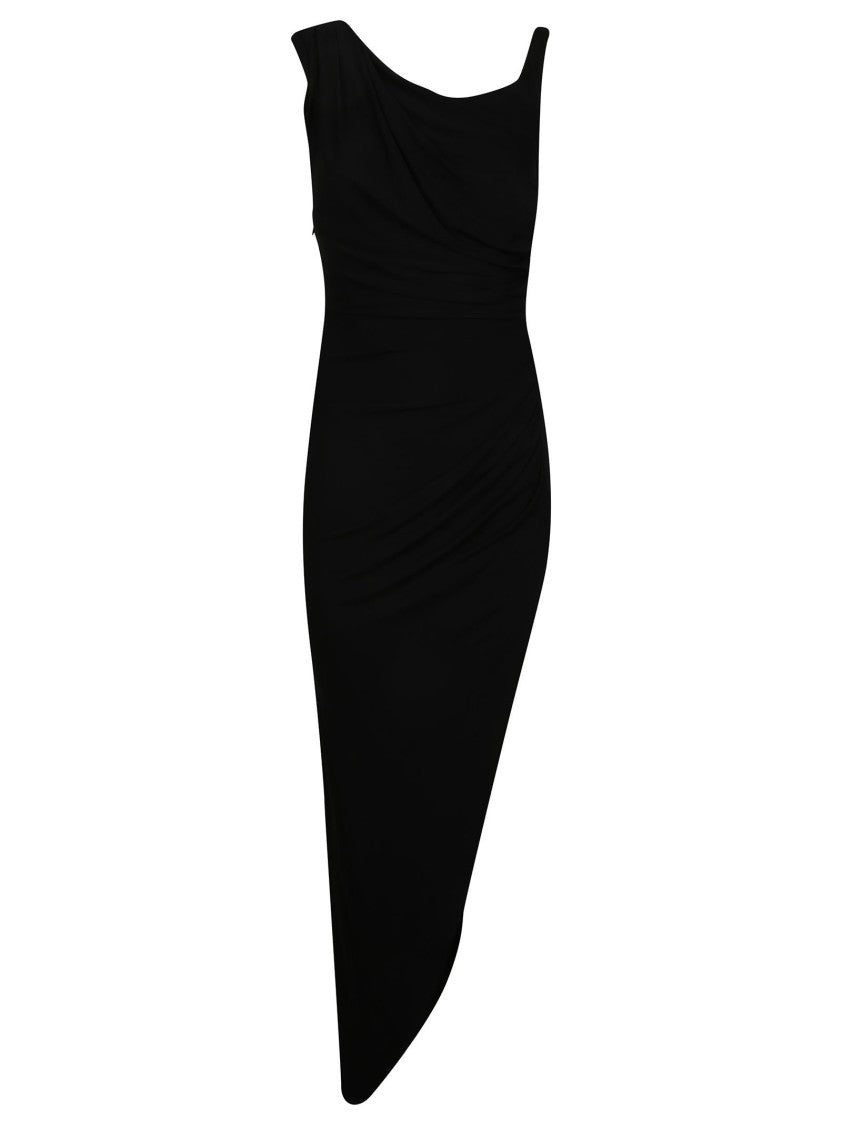 Elisabetta Franchi Asymmetrical Black Sleeveless Day Dress