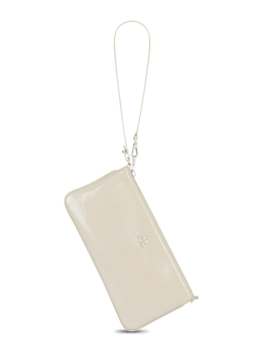 Courrèges Rectangular Smooth Leather Pouch With Zipper Closure