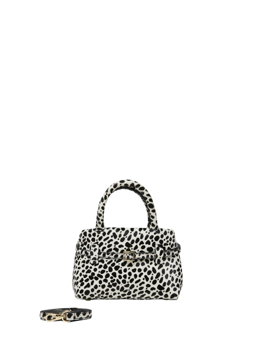 Manu Atelier Black Dalmatian Print Leather Shoulder Bag