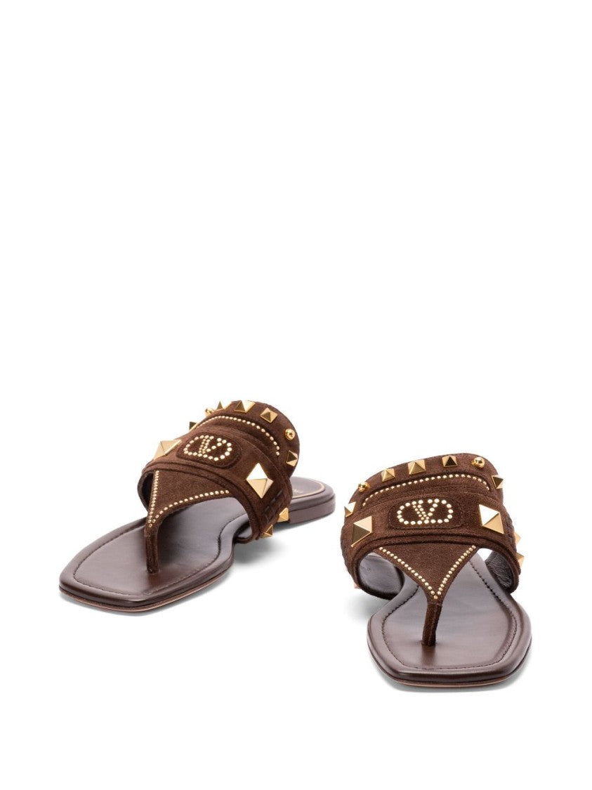 Valentino Garavani Plaster Caster Flip Flops With Gold Accents And Open Toe
