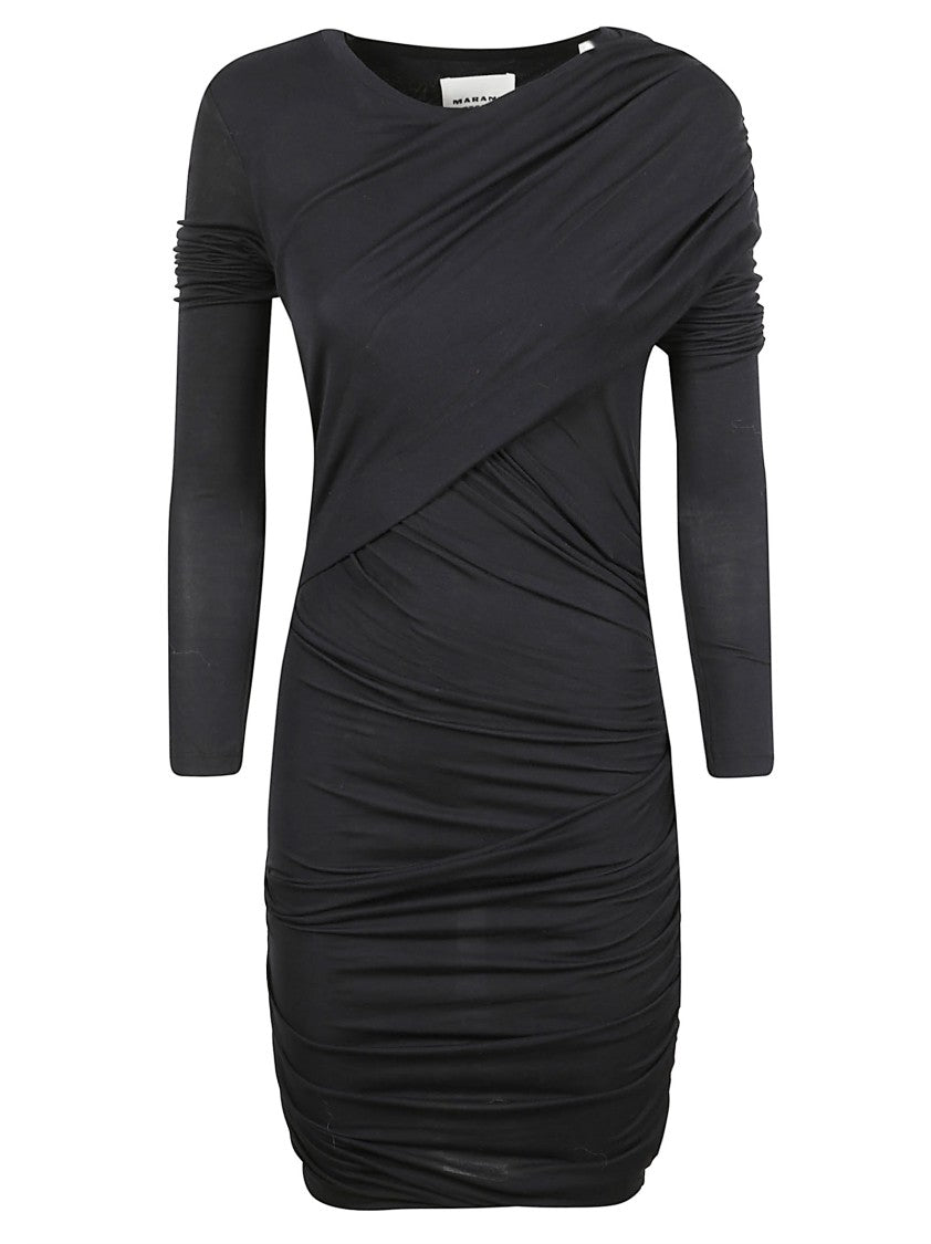 Isabel Marant Draped Black Jersey Mini Dress