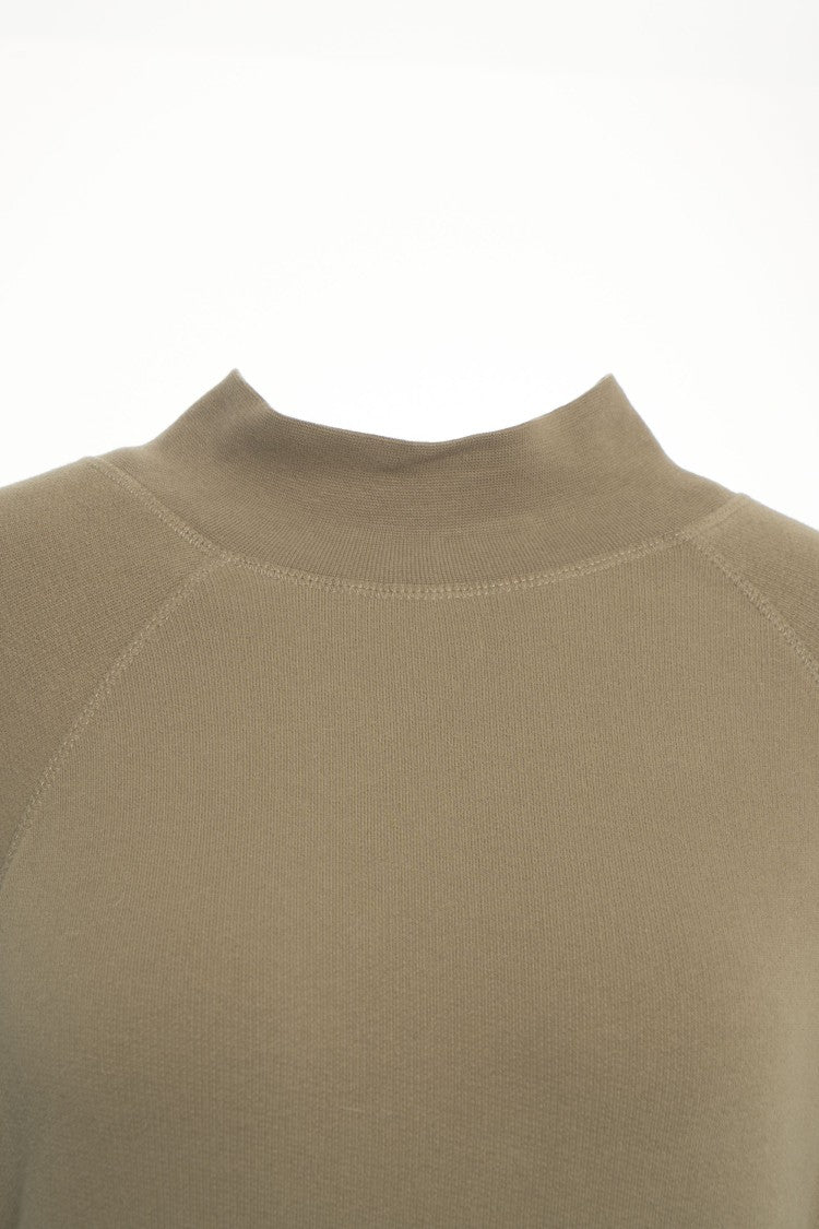 American Vintage Oversized Brown Sweatshirt Dress With High Collar And Raglan Sleeves