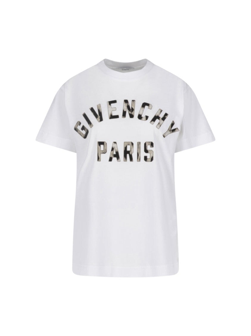 Givenchy Embroidered Logo Cotton T-Shirt With Ribbed Details