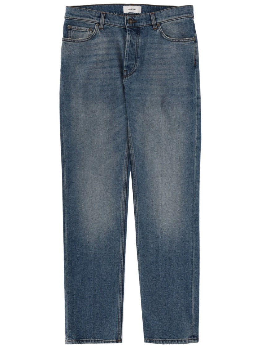 Lardini Light Faded Whiskered Cotton Denim Jeans