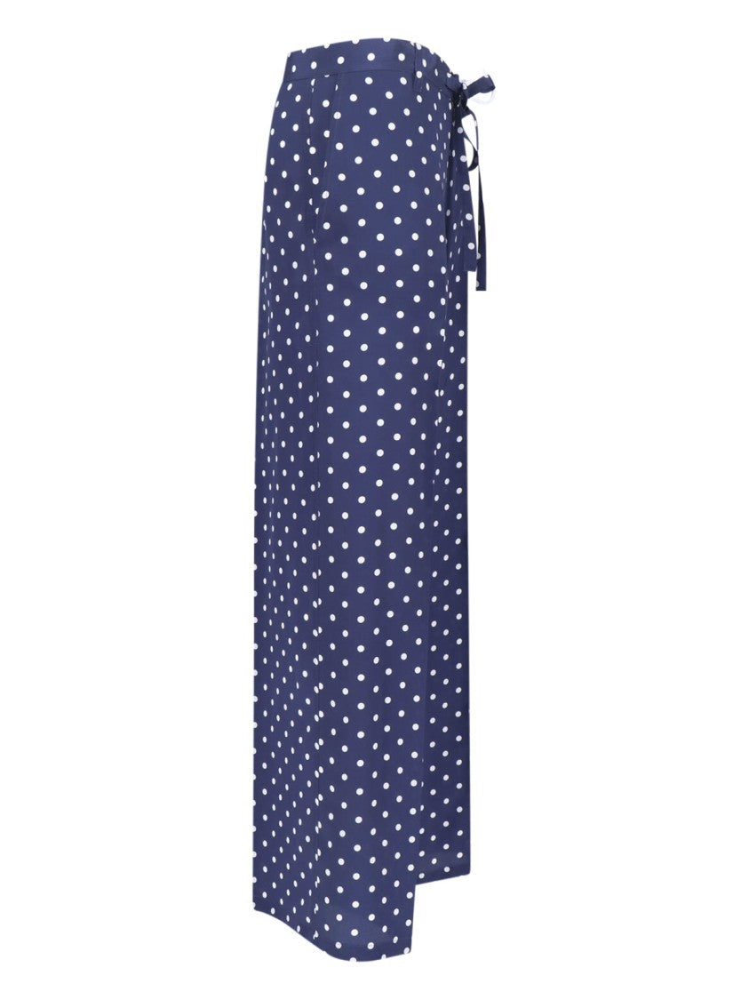 Parosh Silk Polka Dot Pants With Front Bow Detail