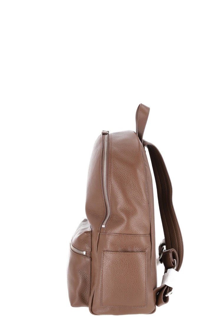 Orciani Pebbled Leather Handcrafted Urban Backpack